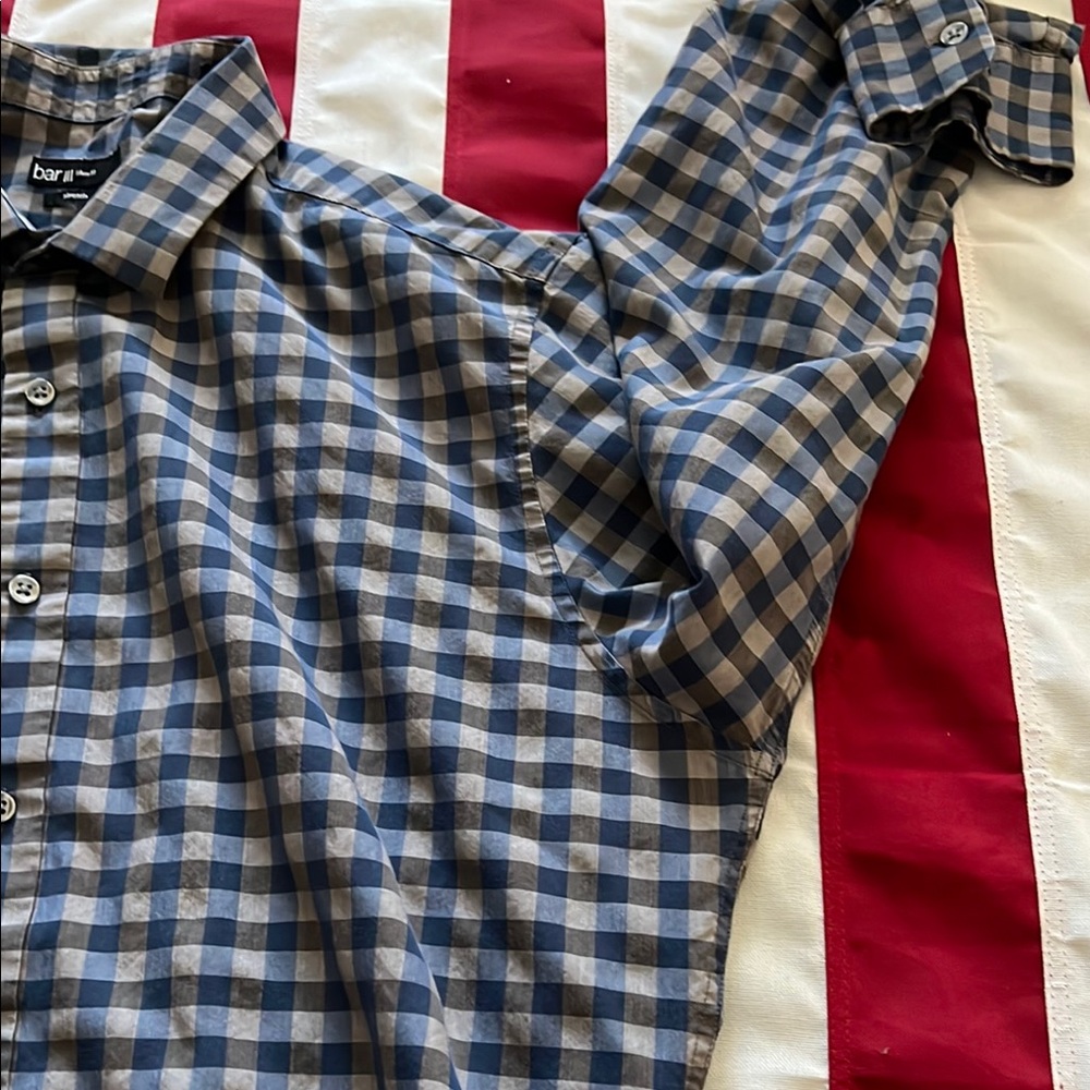 Checkered Blue and Grey Button-Up Shirt - Picture 4 of 15
